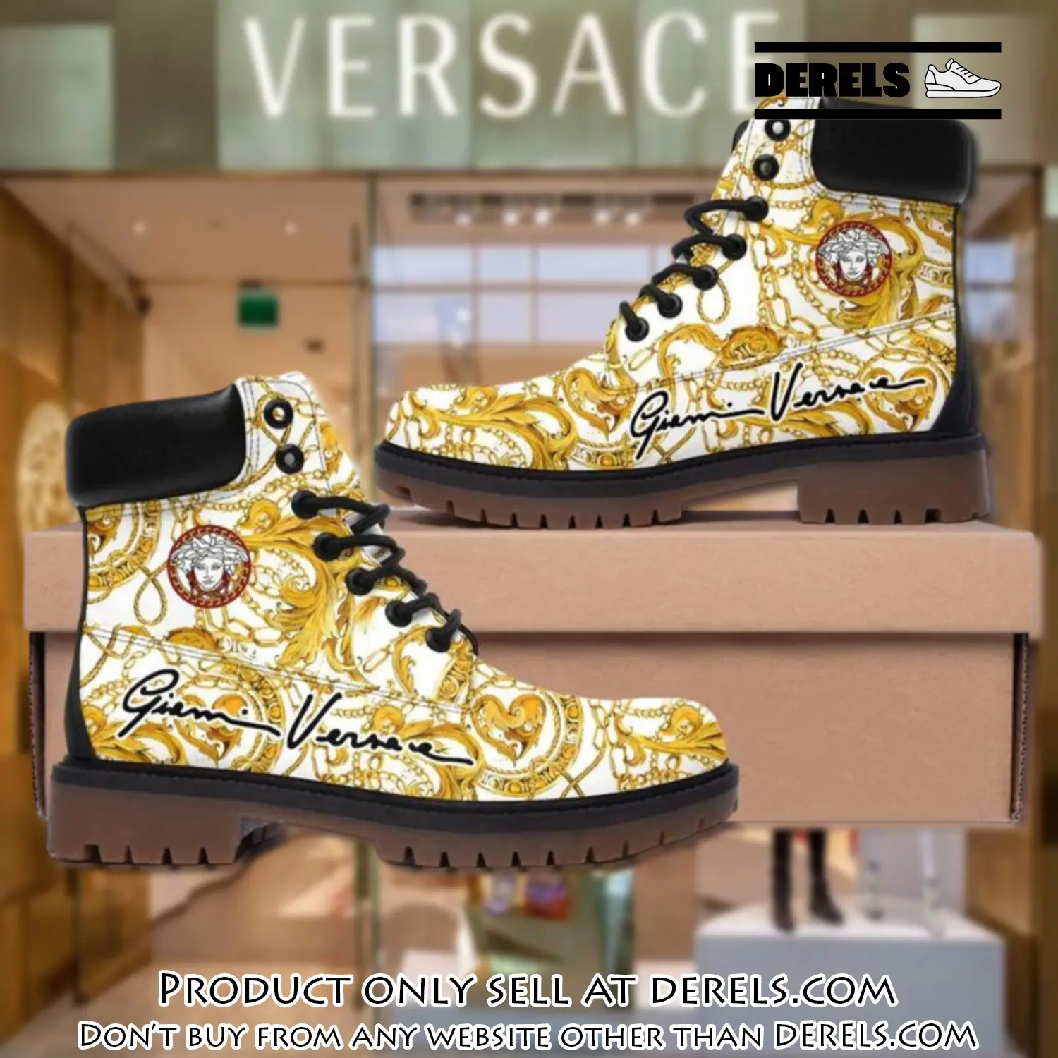 Gianni versace medusa gold pattern white luxury brand boots premium gifts for men women dr1410306